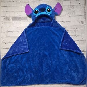 Disney Stitch Hooded Blanket Throw 30x50 Blue Plush Cozy Kids Lilo & Stitch